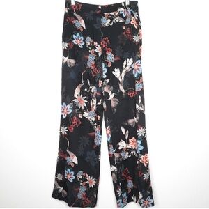 H&M Black Floral Crane High Rise Pants